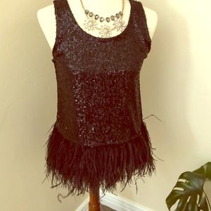 Sequin and feathered tank top from Calypso size M